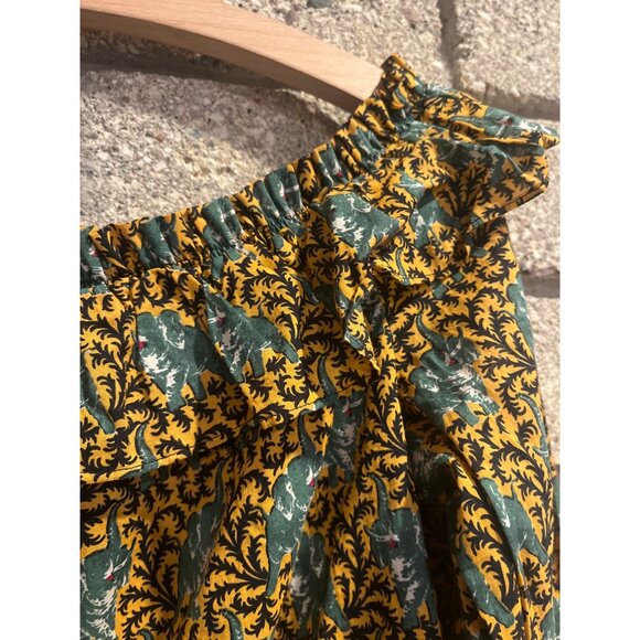 J. Crew Womens Off-Shoulder Top Size 10 Elephant Print Ruffle Collar Button-Down - Picture 5 of 8